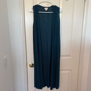 Teal Sleeveless Open Cardigan